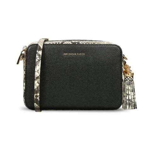 michael kors ginny camera bag champaigne|Ginny Medium Pebbled Leather and Snake Embossed .